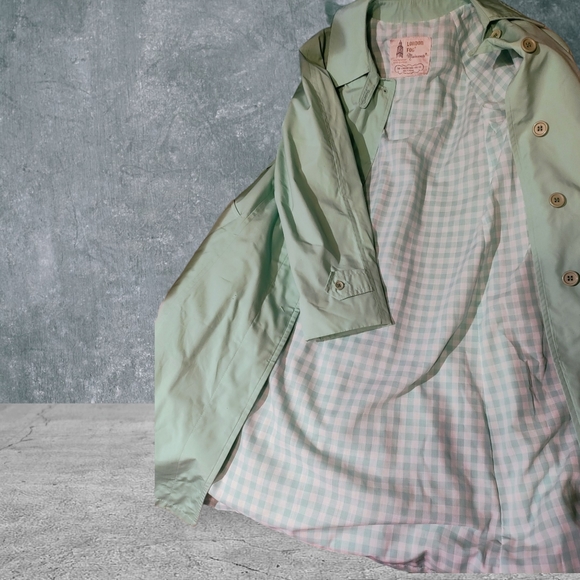 LONDON FOG | Mint Green Trench Coat  | EUC ✨  size 10 - Picture 6 of 9